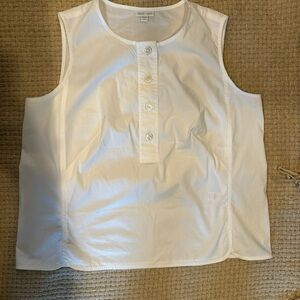 J JILL WOMENS BLOUSE LARGE WHITE LESS SLEEVES